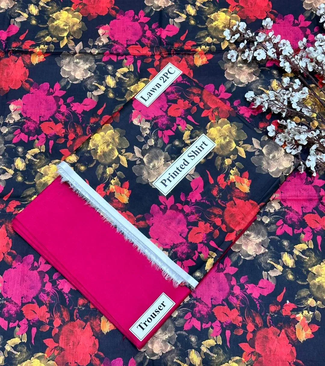 2 Pcs Women's Unstitched Digital Print Suit