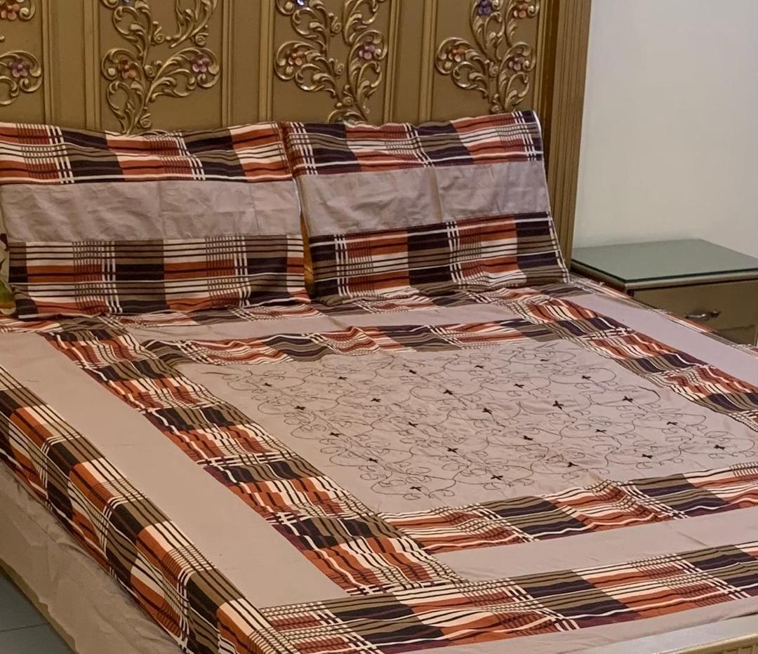 Luxurious Cotton Sotton King Size Bedsheet Set - 3 Pcs Patchwork Design