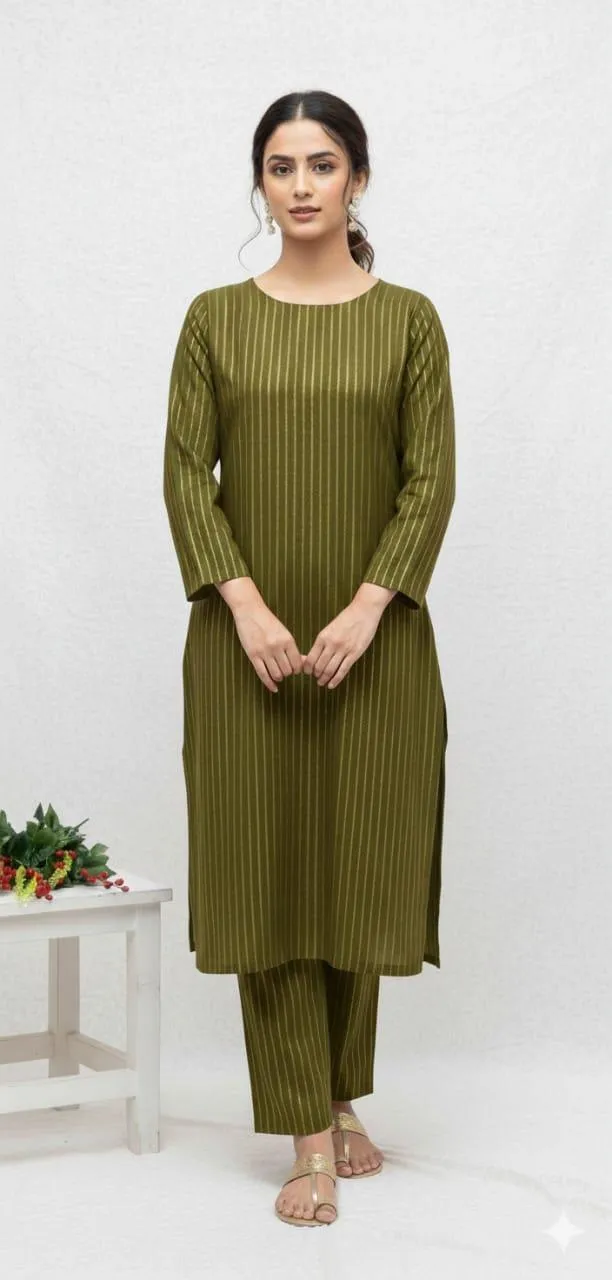 2 Pcs Women's Unstitched Zari Tilla Suit