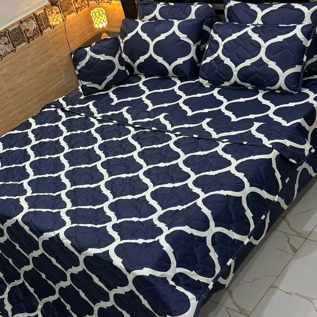 7 Pcs Cotton Salonica Printed Comforter Set