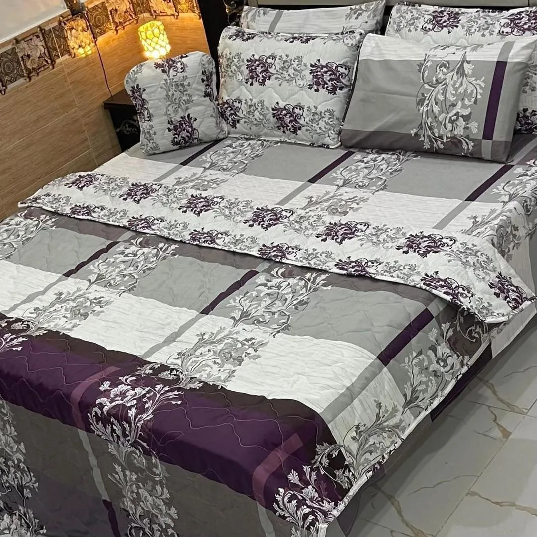 7 Pcs Cotton Salonica Printed Comforter Set