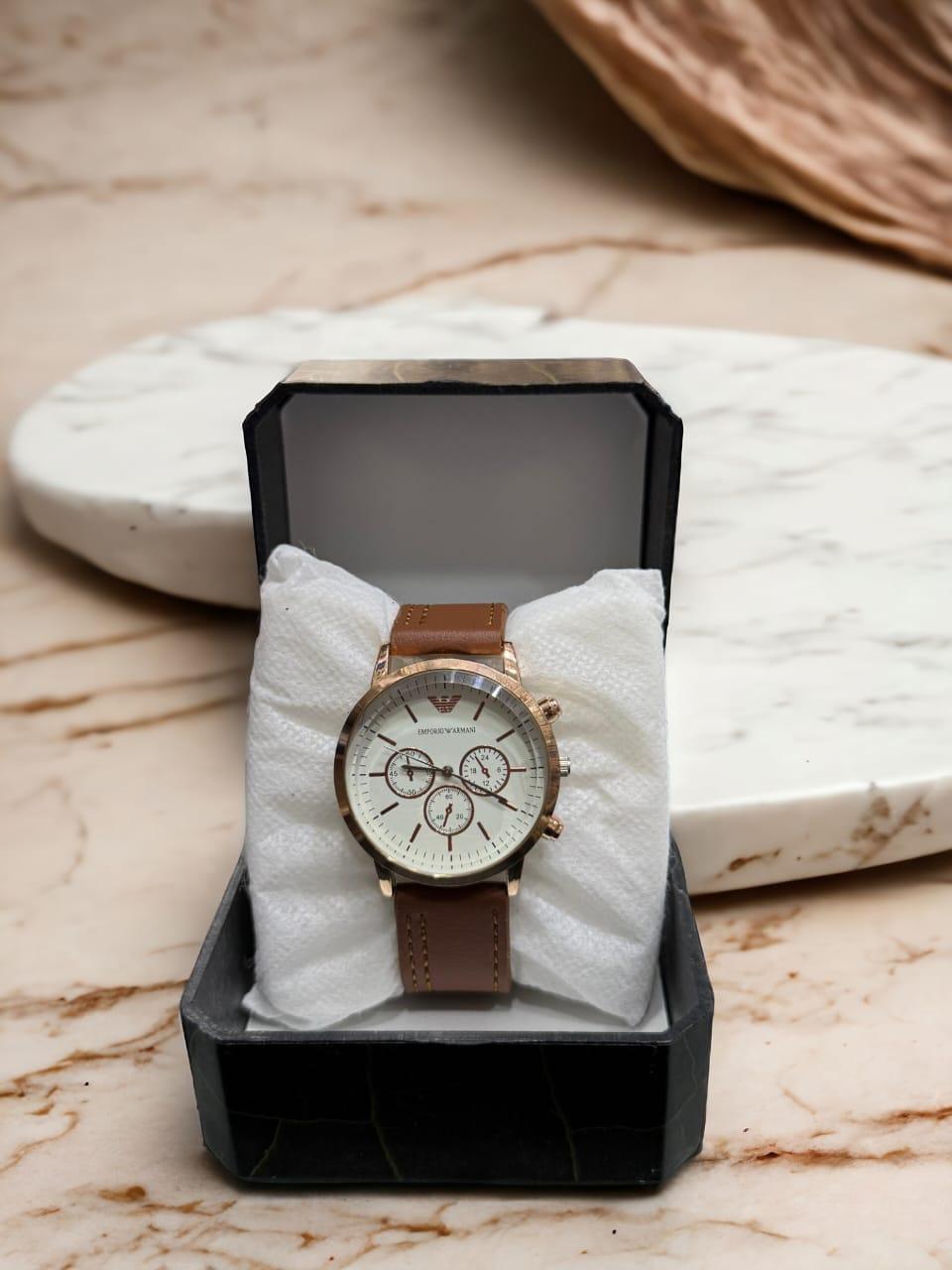 Men's Leather Strap Watch