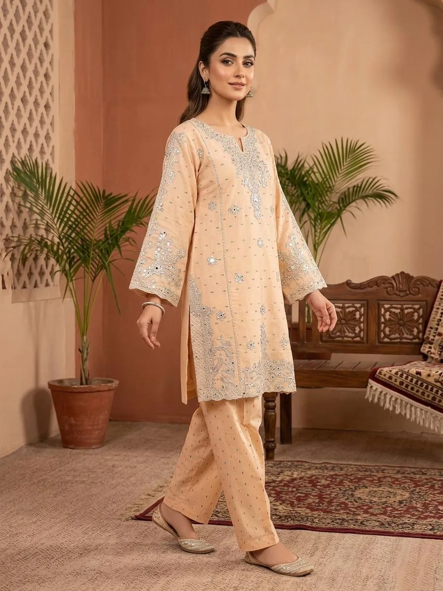 Cotton Lawn Embroidered 3Pcs Multicolor Suit Large