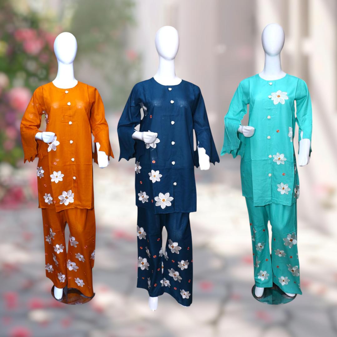 Stylish Women's Stitched Embroidered Shirt and Trouser Set - 2 Pcs