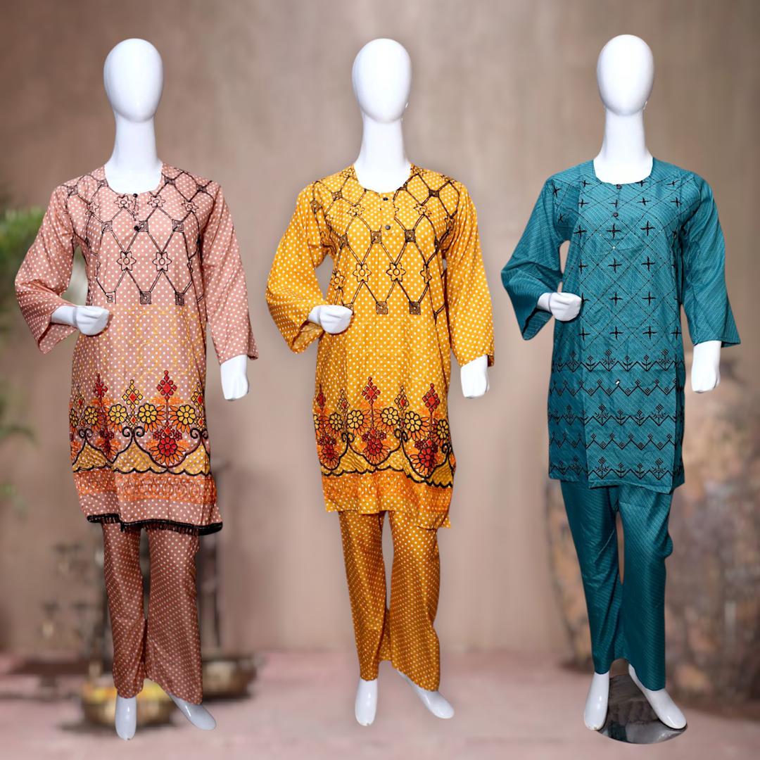 Chic Women's Stitched 2 Pcs Embroidered Lawn Shirt and Trouser Set