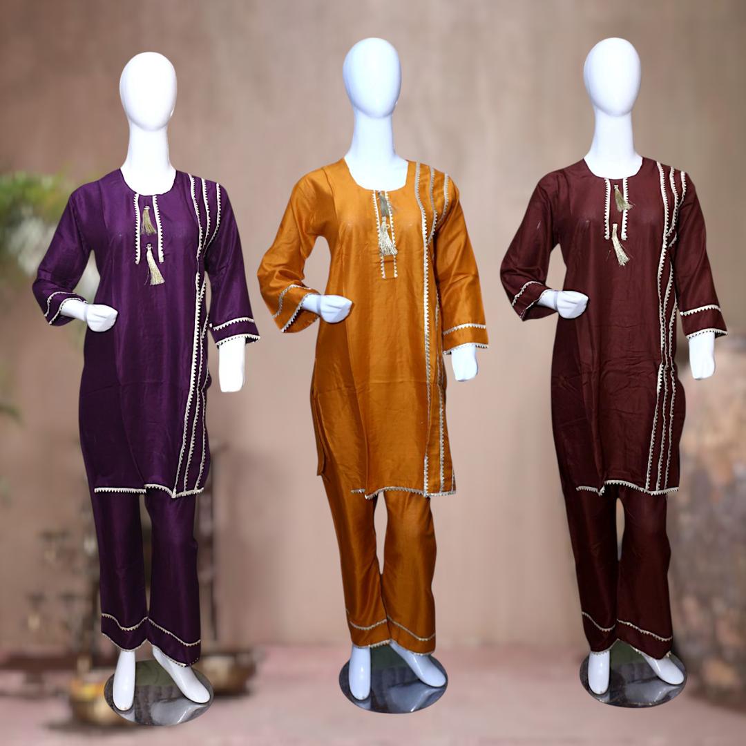 Stylish Women's Stitched Lawn Shirt and Trouser Set with Lace Work - 2 Pcs