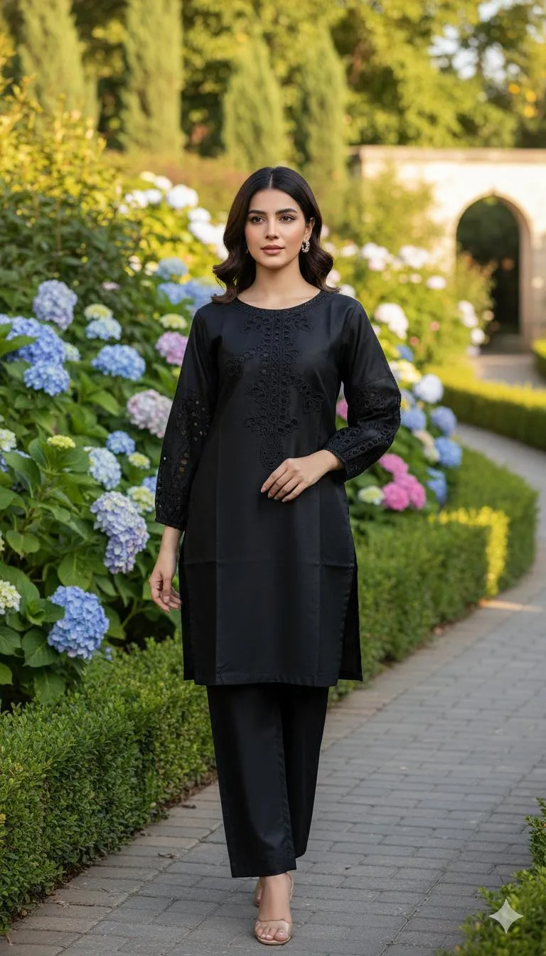 2 Pcs Women's Stitched Cotton Embroidered Shirt And Trouser Wedding Party Best Option