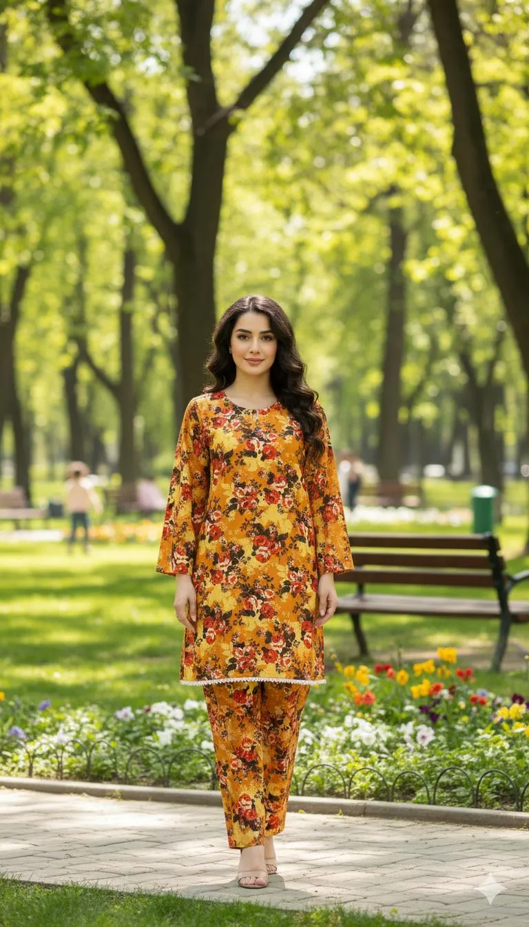 Stylish Collection 2 Pcs Women's Stitched Shirt And Trouser Matching Separate