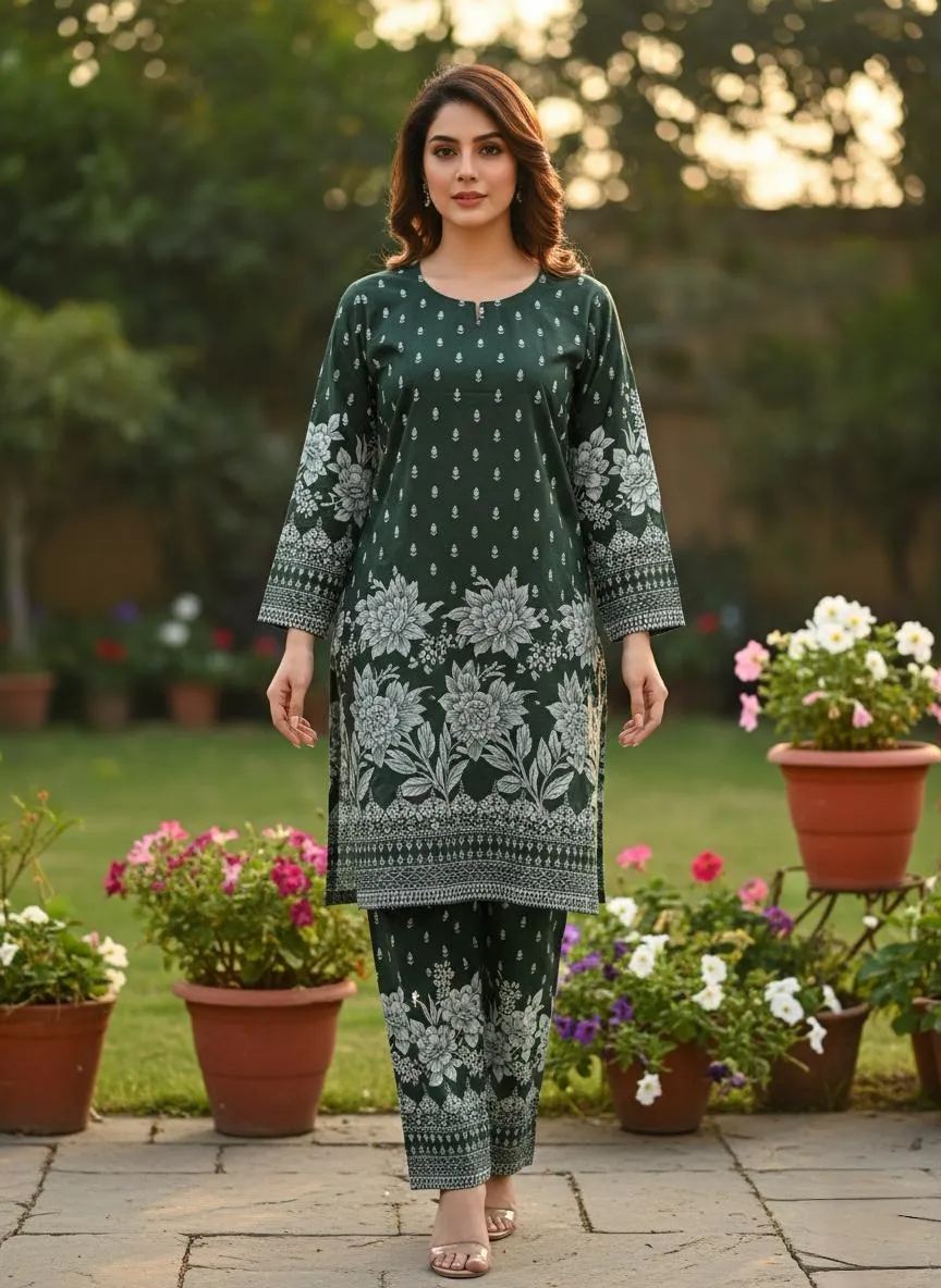 Stylish Collection 2 Pcs Women's Stitched Lawn Dress New Print Modren Desing