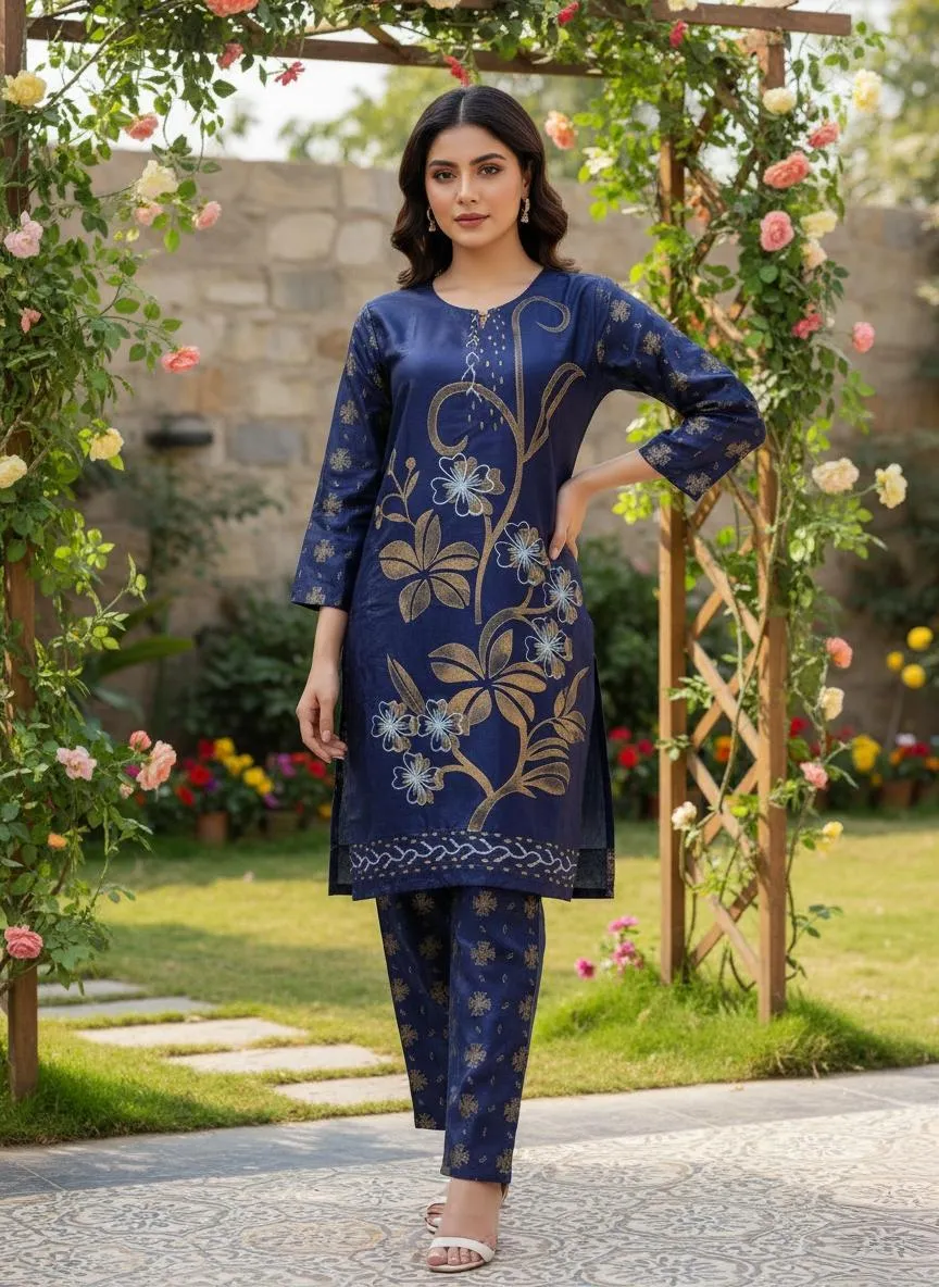 Stylish Collection 2 Pcs Women's Stitched Lawn Dress New Print Modren Desing