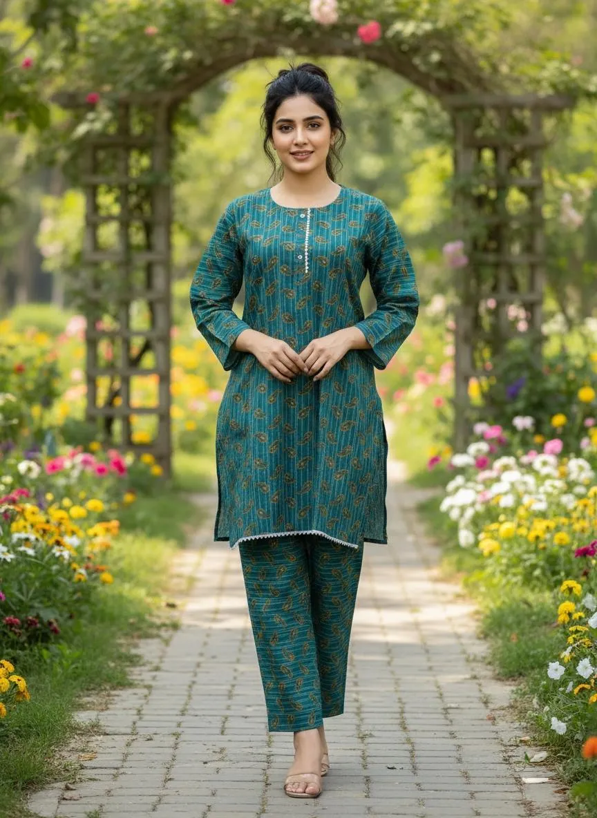 Winter Collection 2 Pcs Stitched Micro Polo Cotton Women Dress Marina Wool Specially