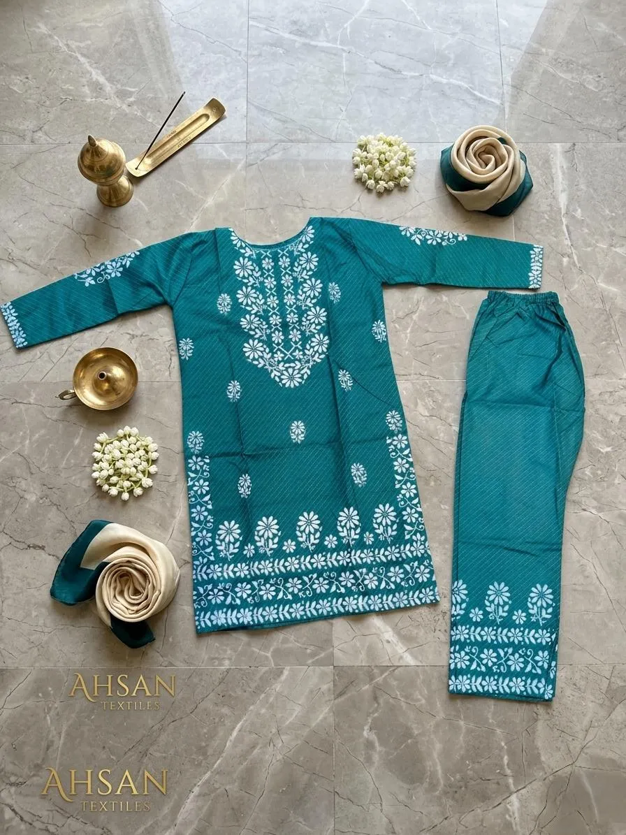 Women Printed Cotton Lawn Kurta Set Multicolor 2 Pcs