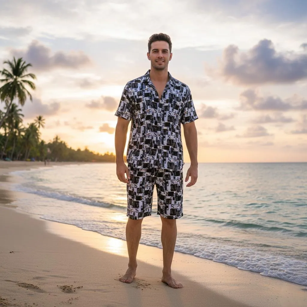 Men's Dhanak Printed T-Shirt & Shorts Tracksuit