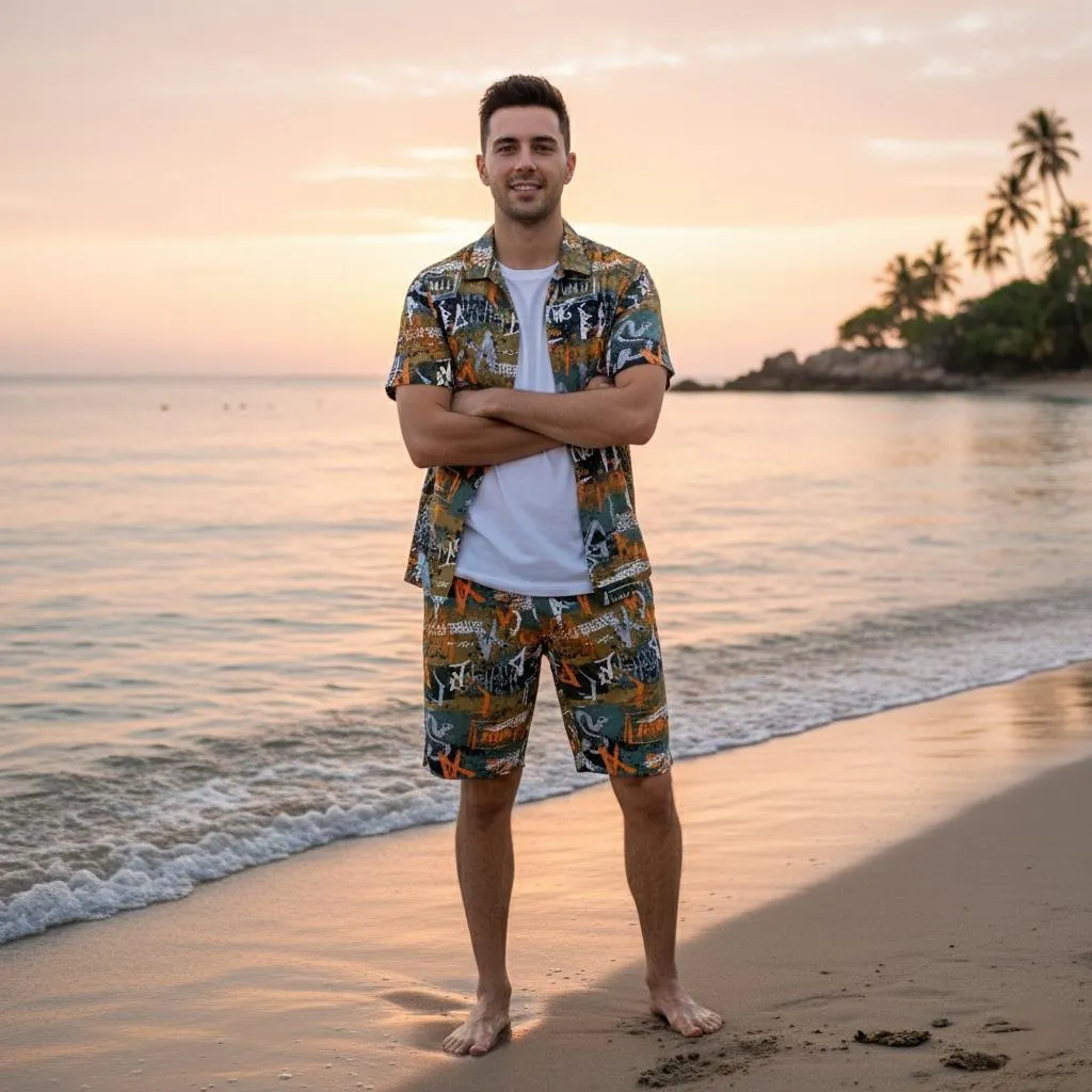 Men's Dhanak Printed T-Shirt & Shorts Tracksuit