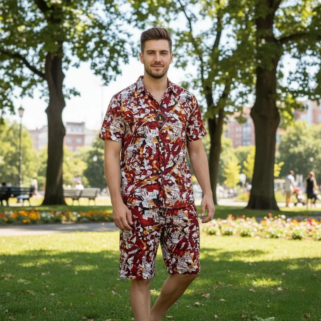 Men's Dhanak Printed T-Shirt & Shorts Tracksuit