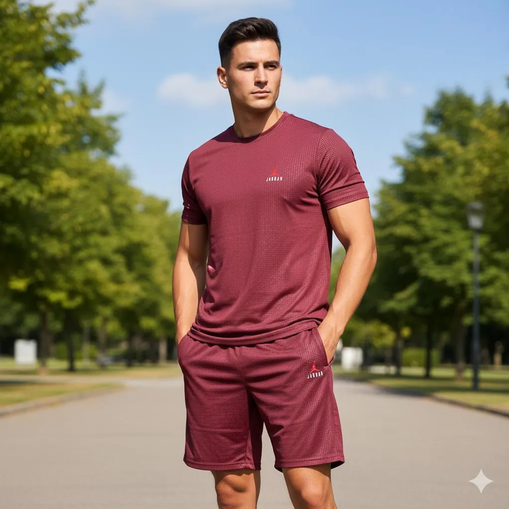Men Summer Casual Letter T-Shirt & Shorts Tracksuit 