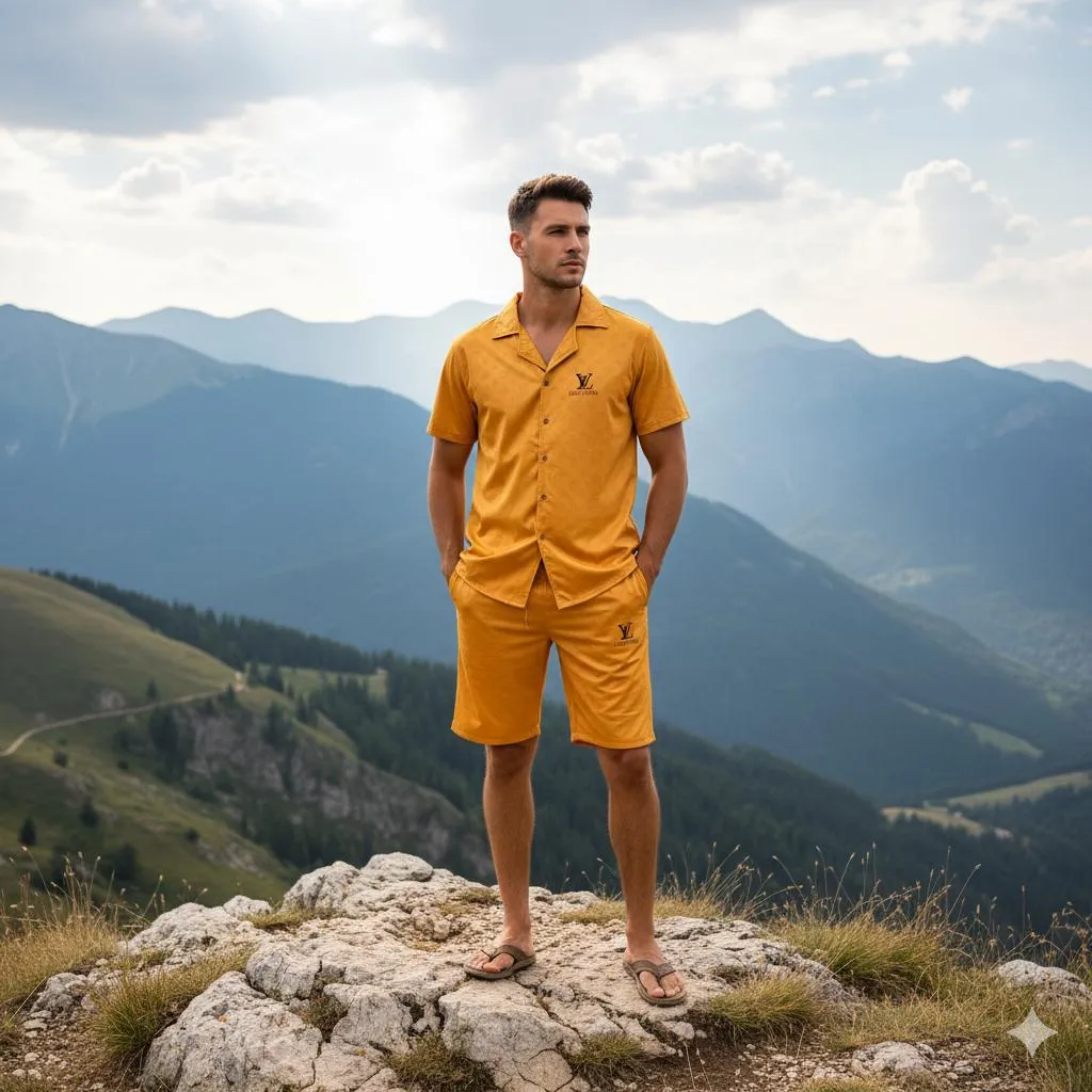  Men Summer Casual LetterT-Shirt & Shorts Tracksuit