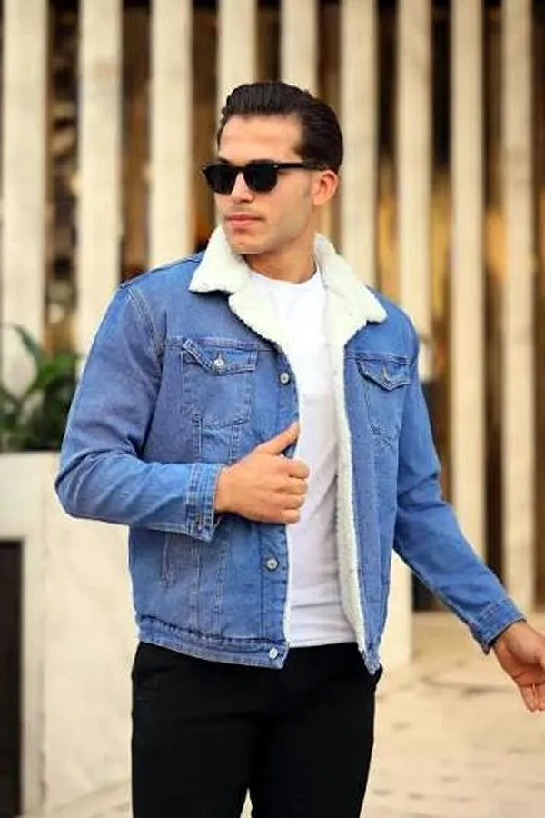 1 Pc Men's Denim Plain Jacket