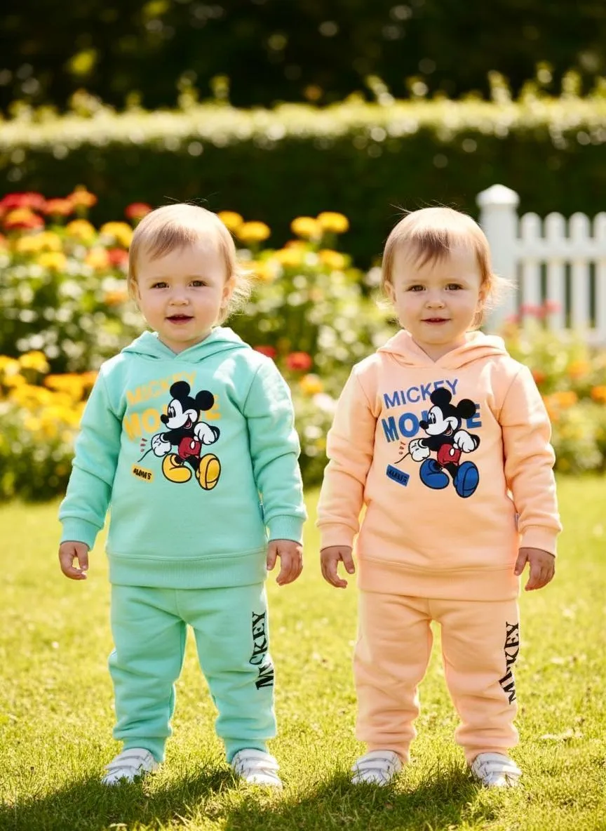 2 Pairs Tracksuit Girls Fleece Plain Sweatshirt 4 Pcs Winter Clothes 2 Shirt 2 Trouser