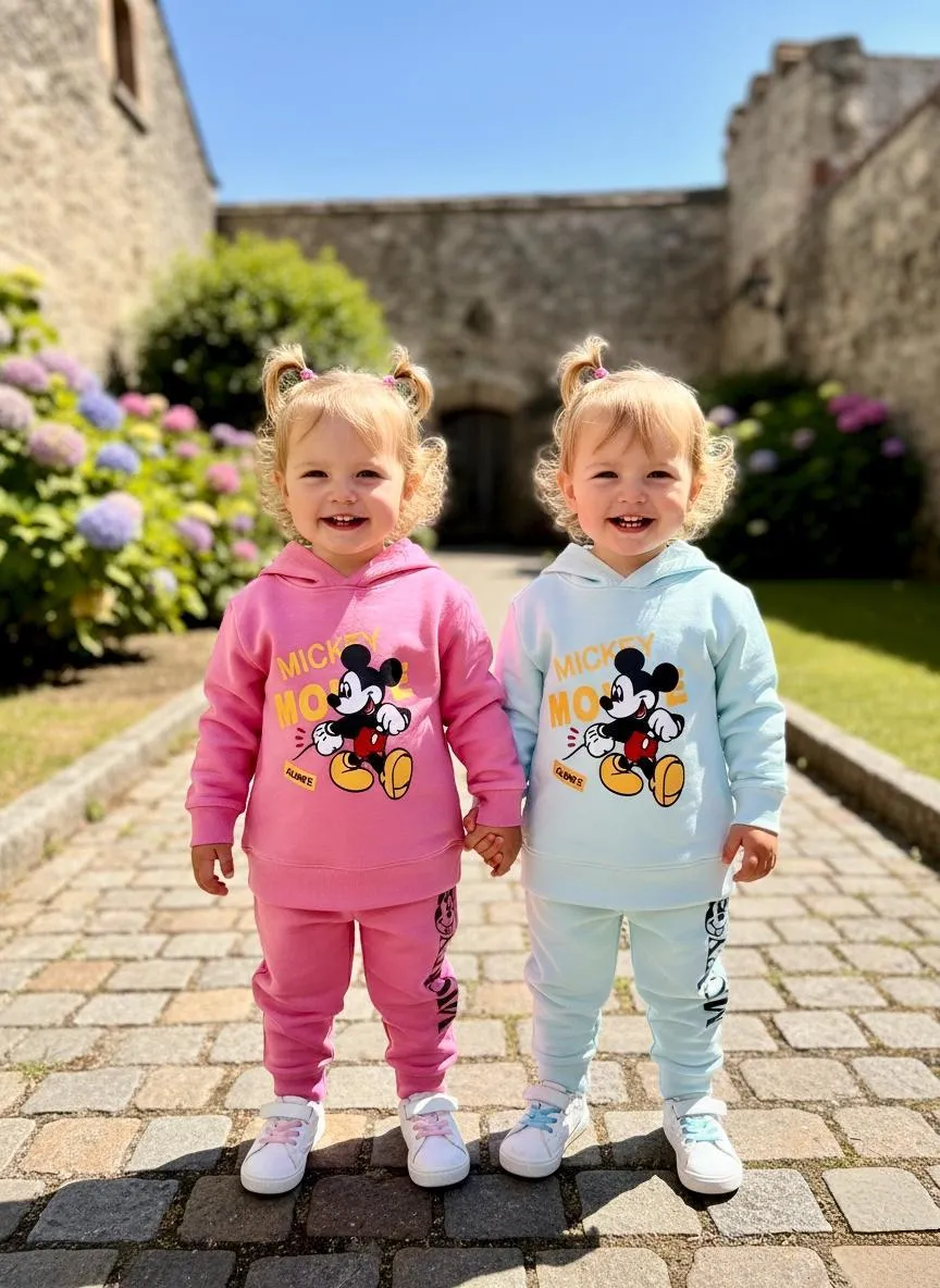 2 Pairs Tracksuit Girls Fleece Plain Sweatshirt 4 Pcs Winter Clothes 2 Shirt 2 Trouser