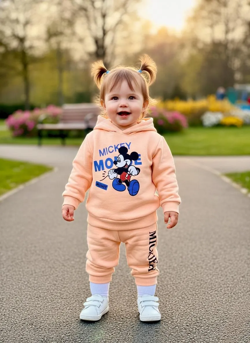 2 Pairs Tracksuit Girls Fleece Plain Sweatshirt 4 Pcs Winter Clothes 2 Shirt 2 Trouser