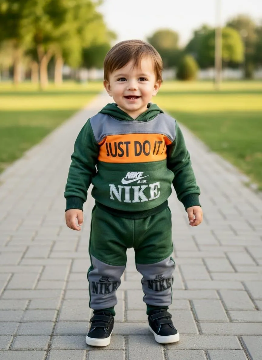 2 Pcs Boy's Girls Printed Hoodie Tracksuit Winter Collection