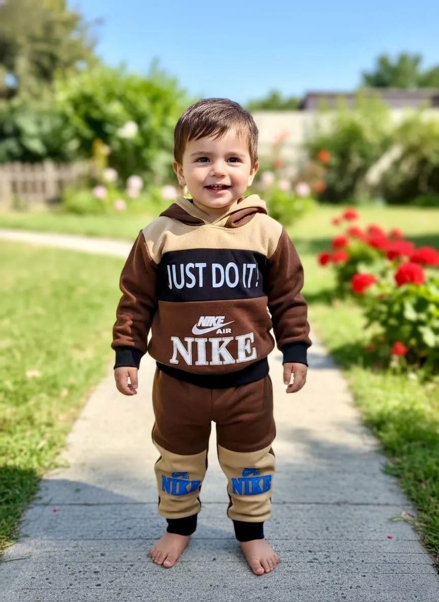 2 Pcs Boy's Girls Printed Hoodie Tracksuit Winter Collection