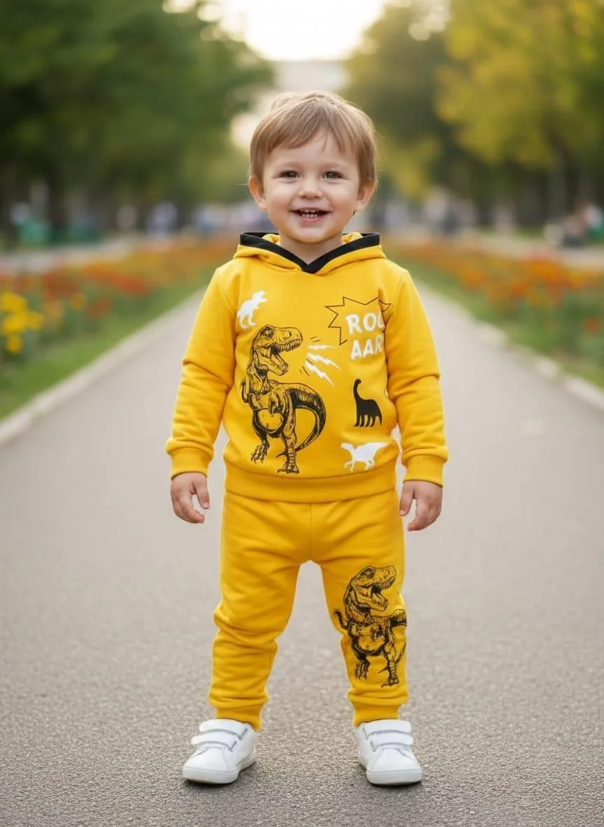 Winter 2 Pcs Boy's Girls Printed Hoodie Tracksuit