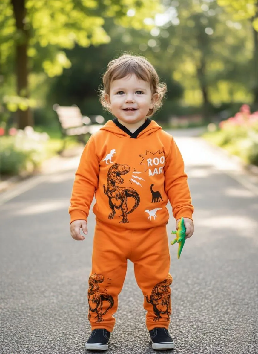 Winter 2 Pcs Boy's Girls Printed Hoodie Tracksuit