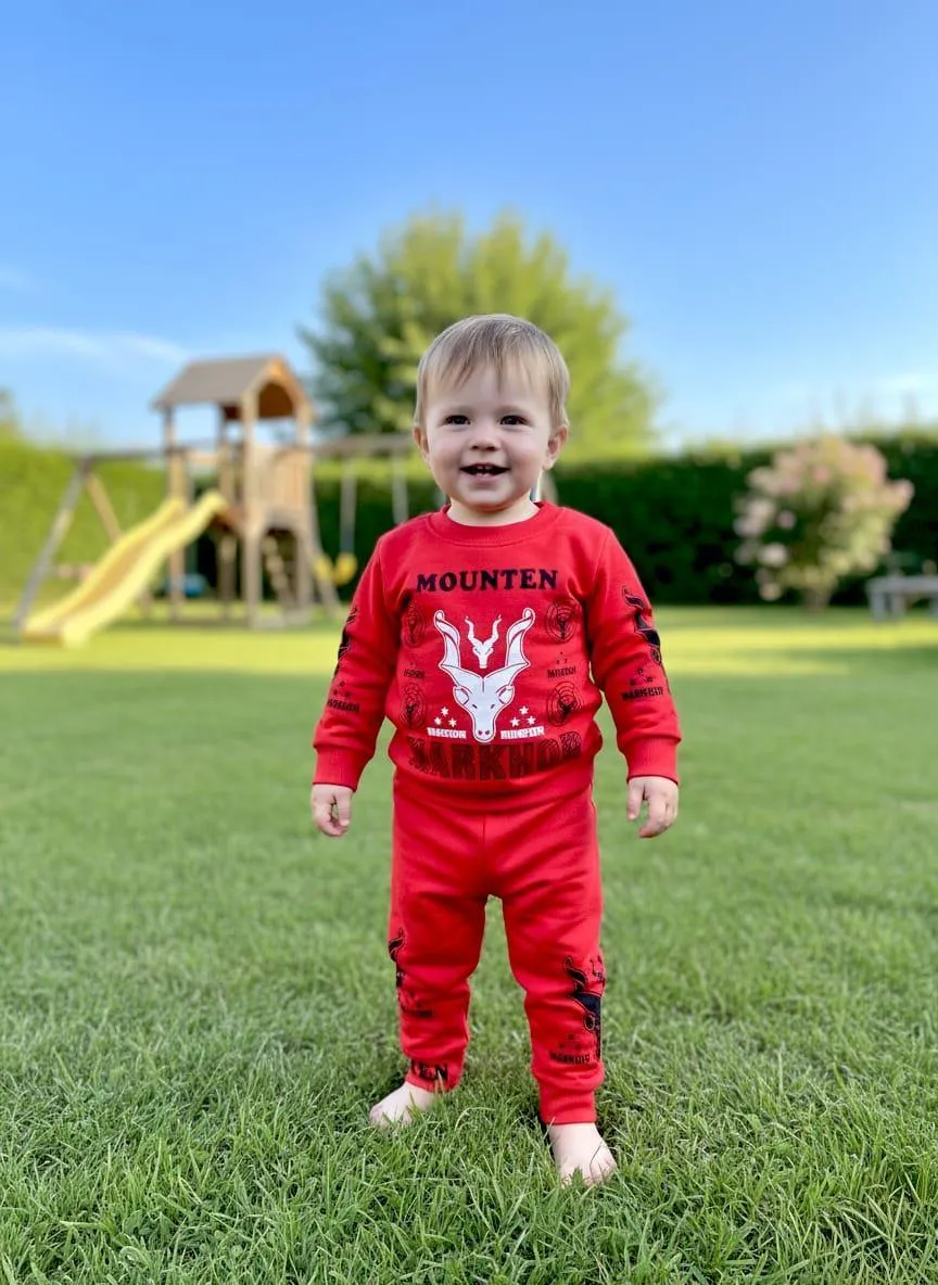 Winter 2 Pcs Boy's Girls  Printed Tracksuit