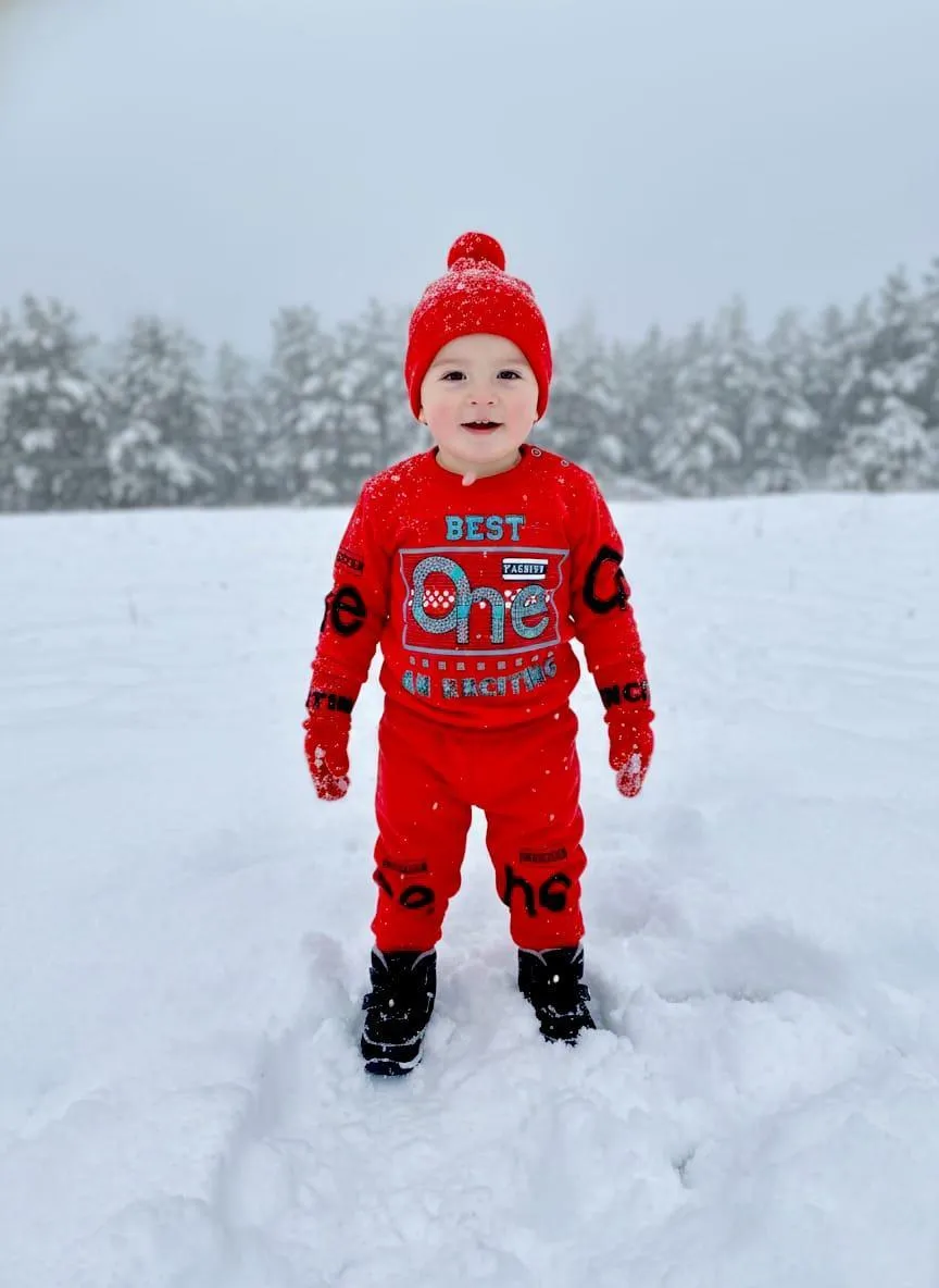 Winter 2 Pcs Boy's Girls Printed Tracksuit