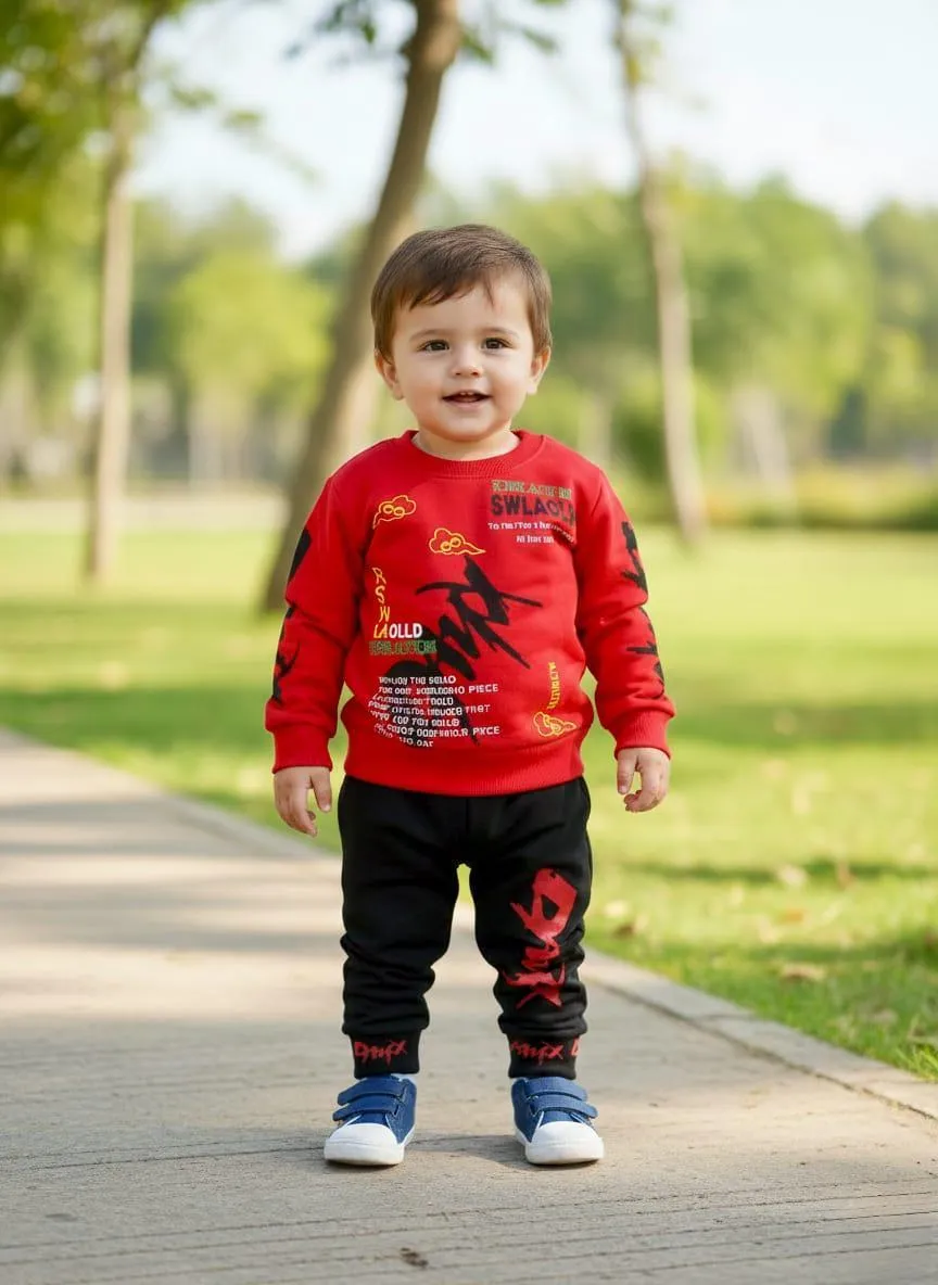 Winter 2 Pcs Boy's Girls Printed Tracksuit