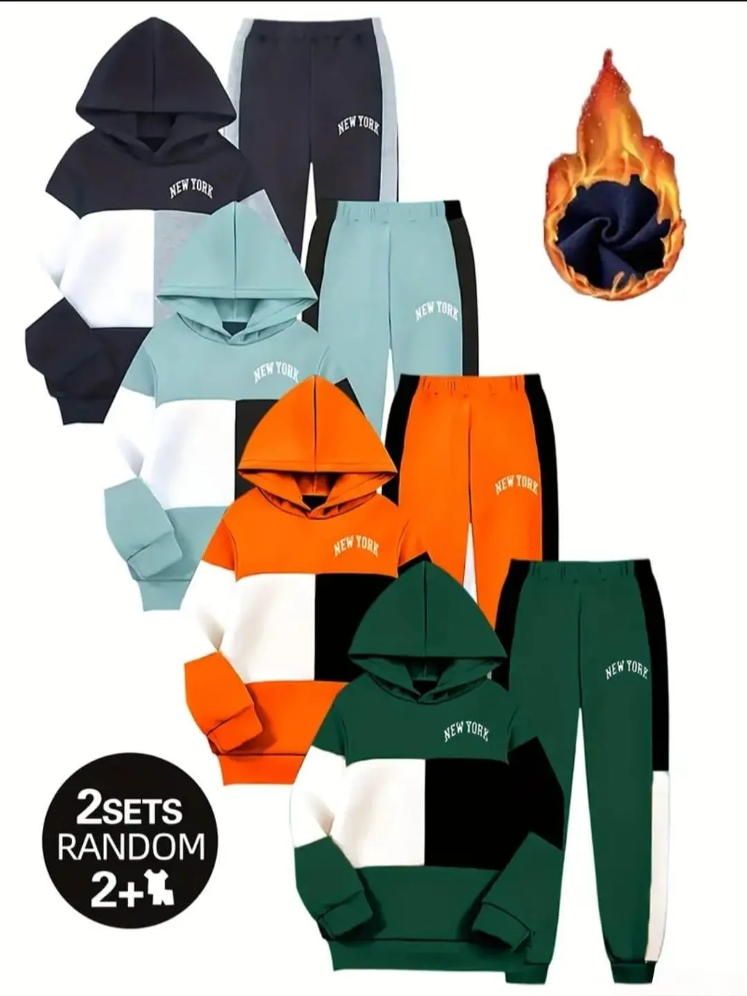 Winter Collection 2 Sets Random 4 Pcs Boy's Printed Tracksuit 