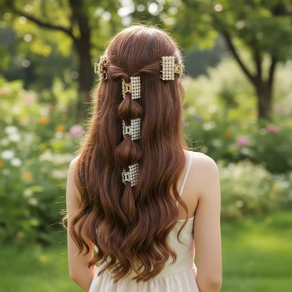 Pack Of 4 Diamond Metal Hair Catcher Fancy Stylish For Girl