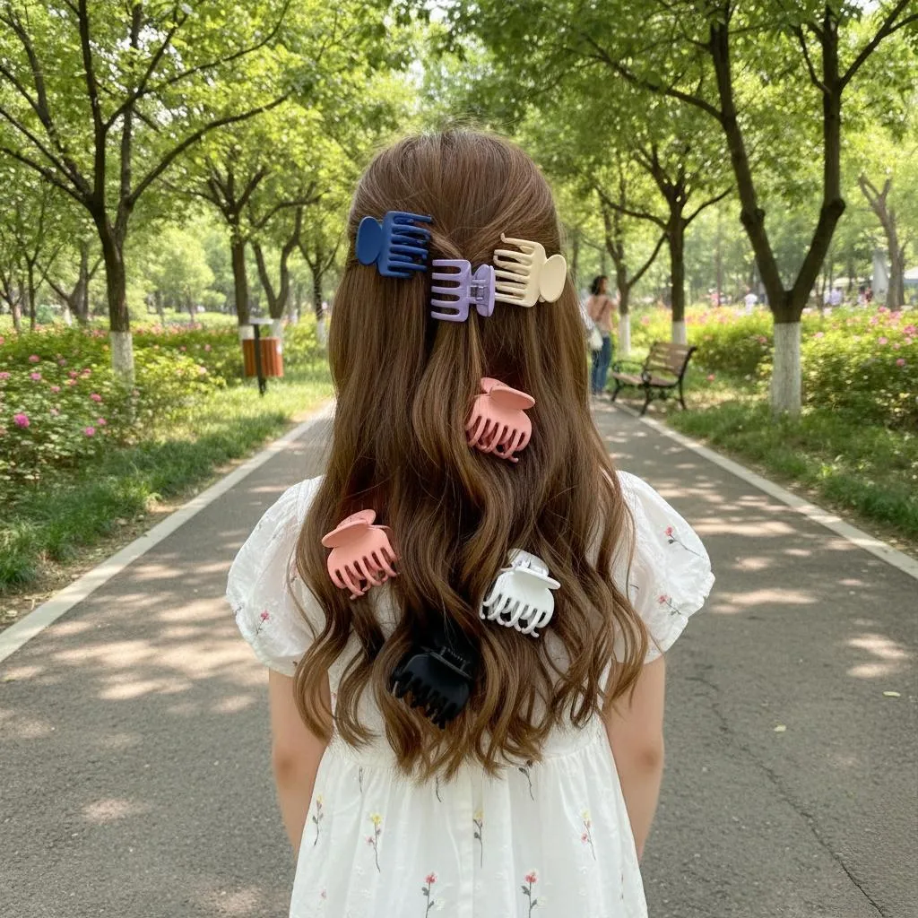 Pack Of 12 Diamond Hair Catcher Double Grip Fancy Stylish For Girl 