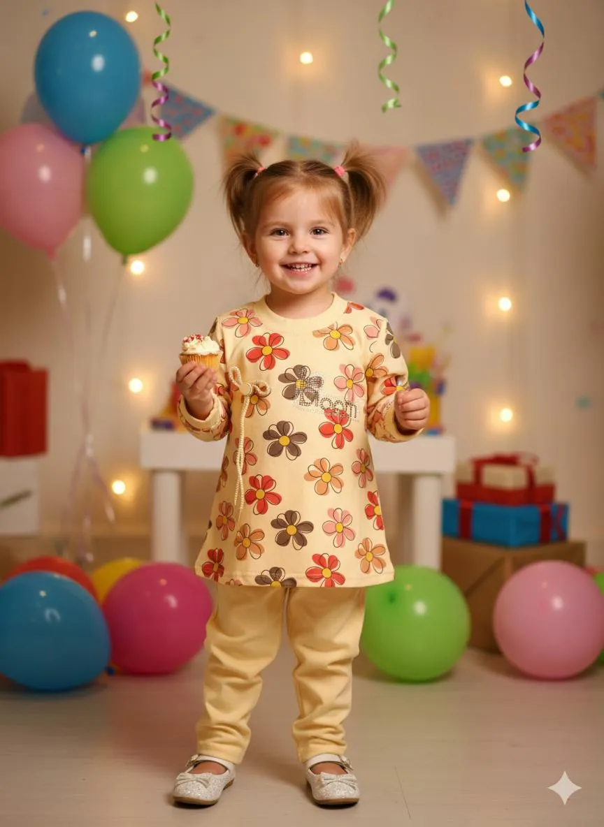 Winter New Doll 2 Pcs Girl's Printed Shirt And Trouser 