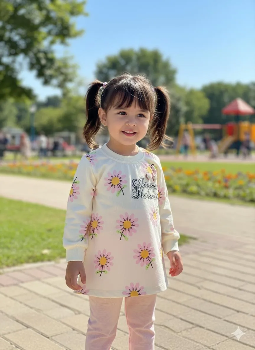 Winter New Doll Brand 2 Pcs Girl's Printed Shirt And Trouser 