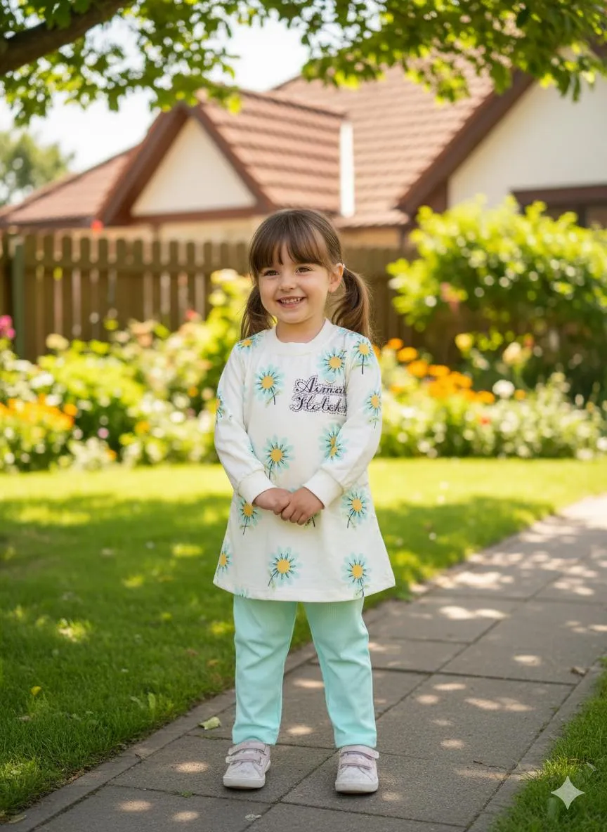 Winter New Doll Brand 2 Pcs Girl's Printed Shirt And Trouser 