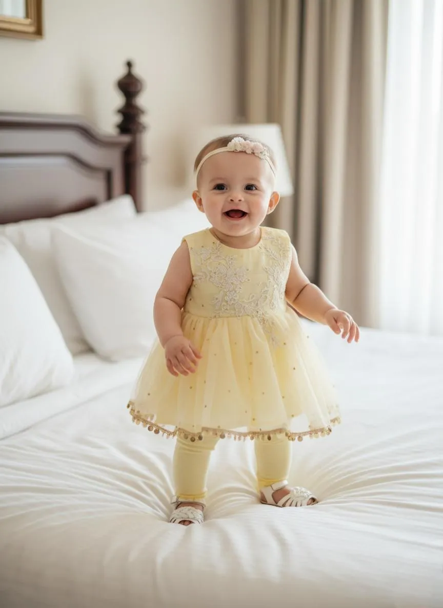 Stylish Collection New Baby Girl Fancy Frock With Free baby Sandals