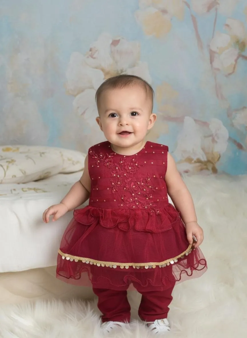 Stylish Collection New Baby Girl Fancy Frock With Free baby Sandals
