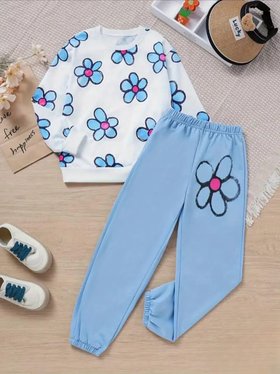 2 Pcs Girl's New Doll Brand Printed Shirt And Trouser 
