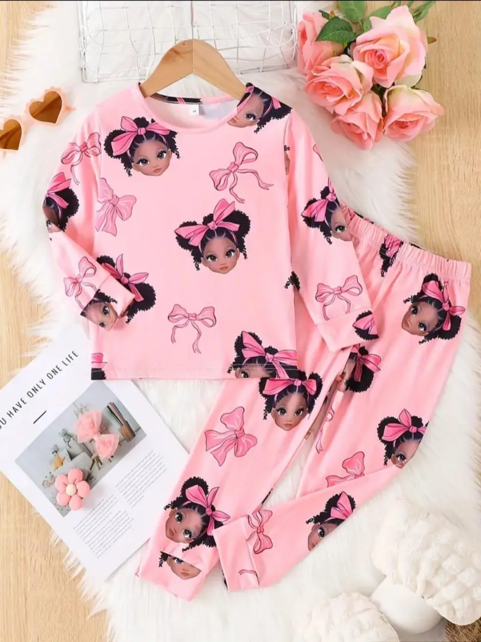 2 Pcs Girl's New Doll Brand Printed Shirt And Trouser 