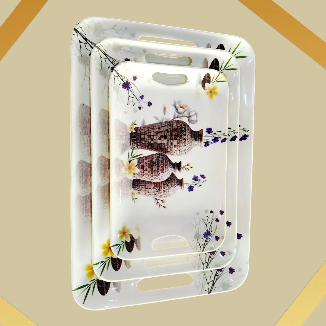 3 Pcs Tray Set Chase Melamine Serving Tray Set