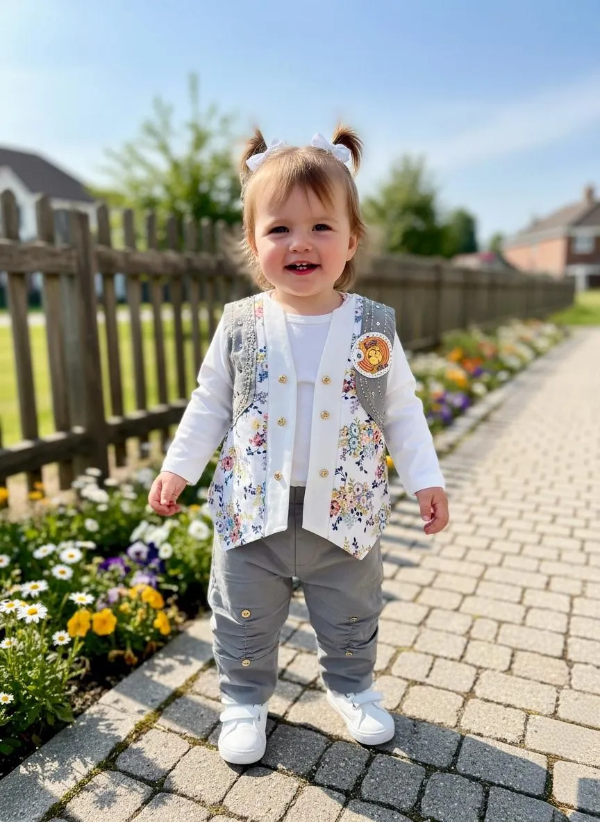 Baby Girl 2 Pcs Printed Shirt And Trouser Set  1 To 12 Month