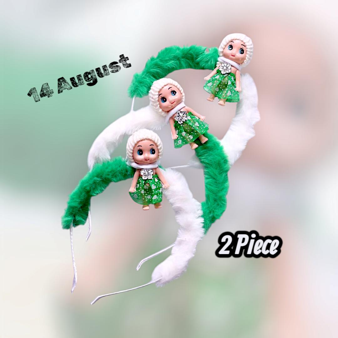 Beautiful Green Printed Hair Band for Girls - Pack of 2 Pcs