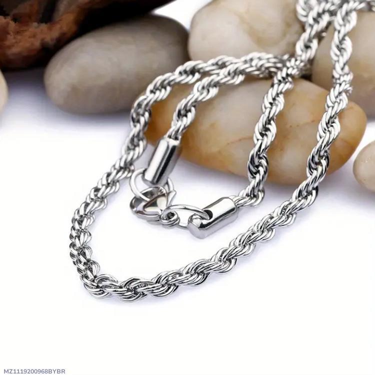 Stainless Steel Chain for Men Silver Magnetic Clasp