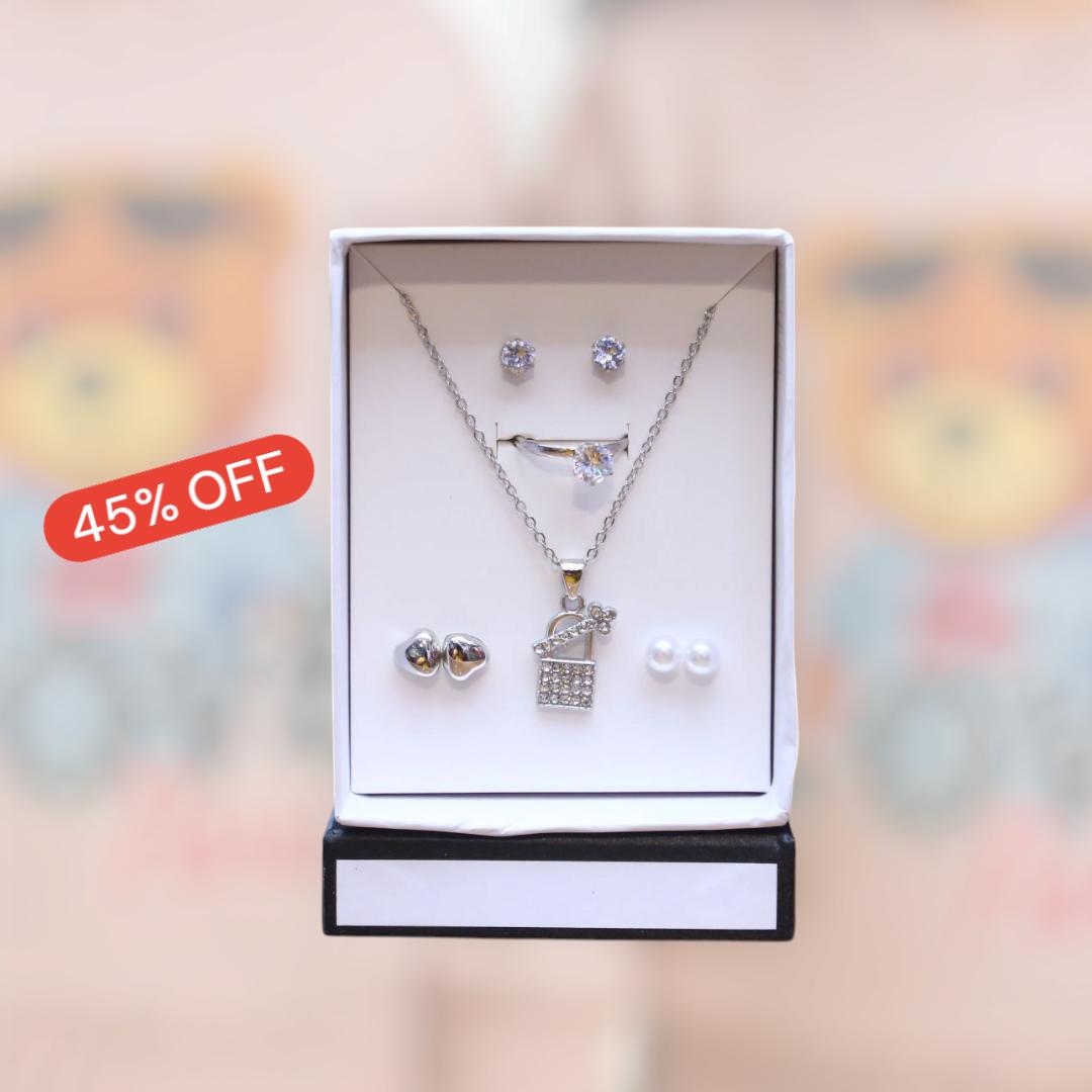 Funky Silver Plated Pendant Set