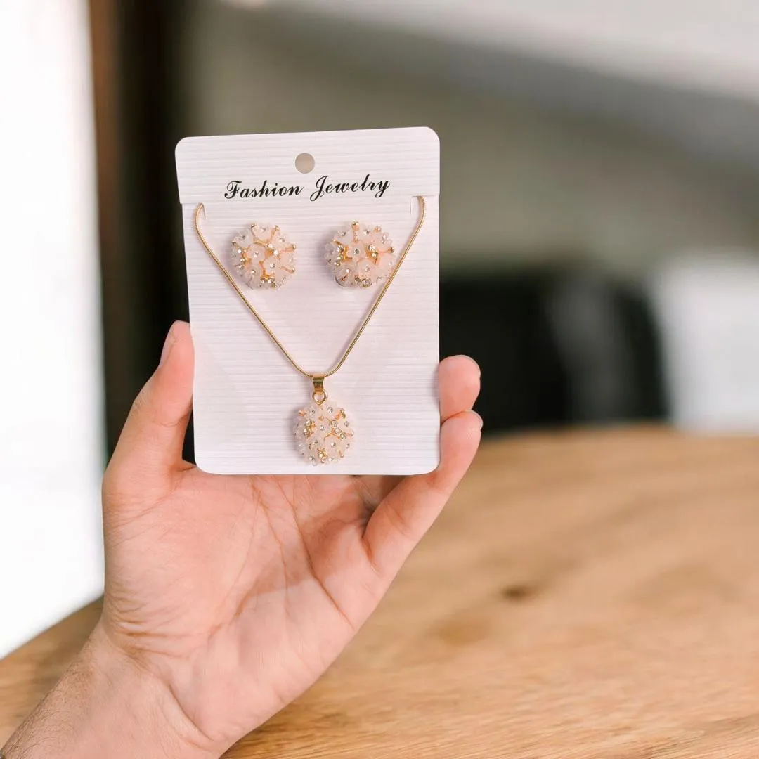 Funky Gold Plated Crystal Pendant Set