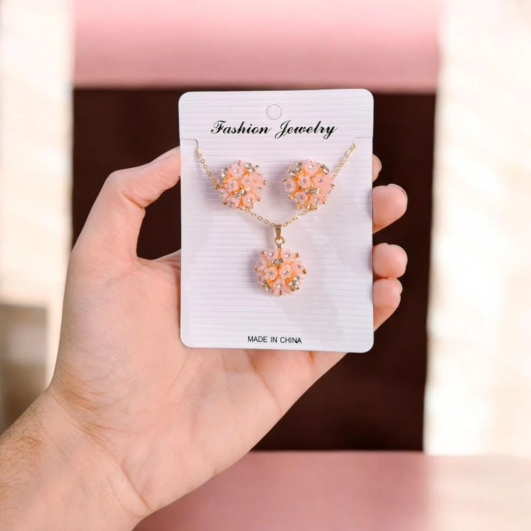 Gold Plated Crystal Pendant Set