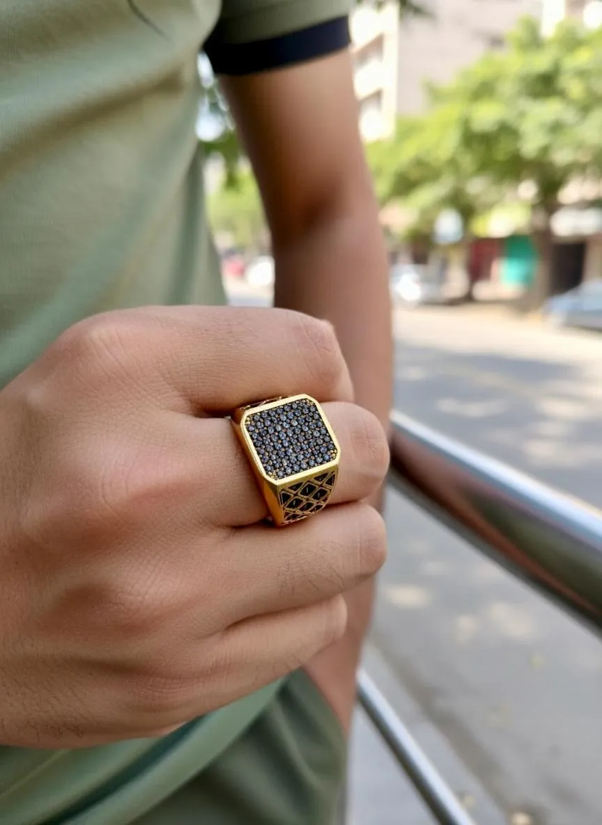 Turkish Design Resin Polish Crystal Men's Ring